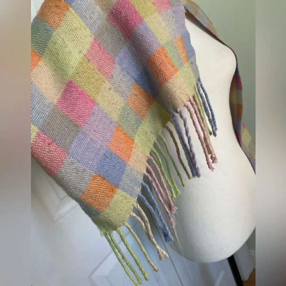 Pastel Colored Checkered Scarf - Picture 3 of 3